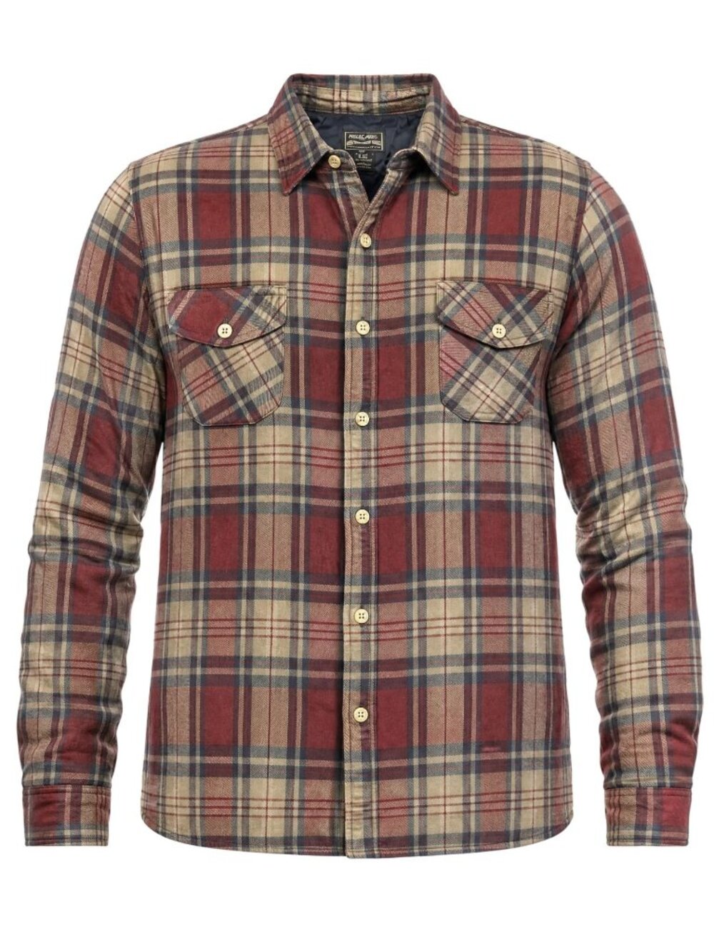 Highland Outfitters Men's Quilted Plaid Flannel Shirt Jacket XL Red/Beige